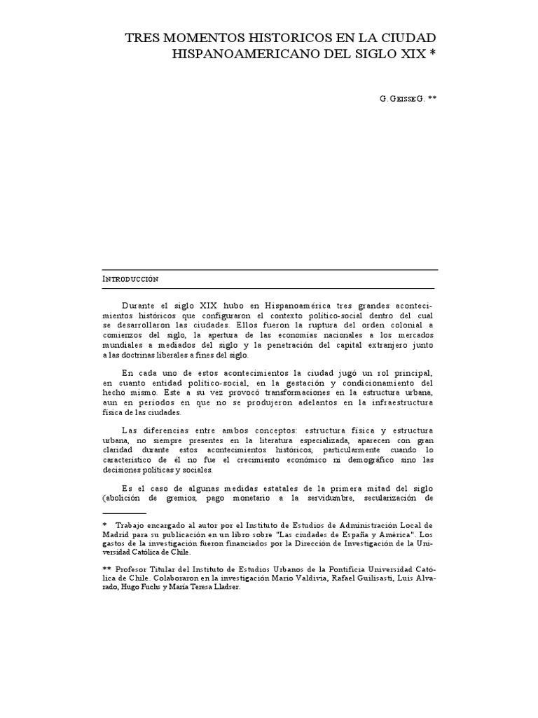 La Ciudad en El Siglo XIX Artículo G. Geisse G | PDF | Comercio ...