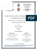 Qualité de Service de L'H Ice Au Service D'Imagerie M L'hôpital Général de Douala Médicale La