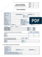 Ficha de Registro Ingreso de Personal