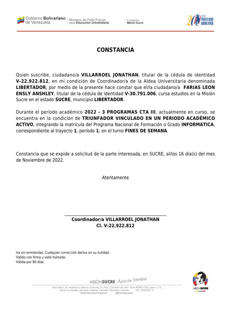 Constacia de Enlys | PDF