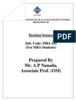 Prepared by Mr. A.P Nanada, Associate Prof. (OM) : Decision Science Sub. Code: MBA 105 (For MBA Students)