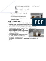 Oxigenada: - Experimento: Descomposición Del Agua - Tema:Reacciones Quimicas - Materiales