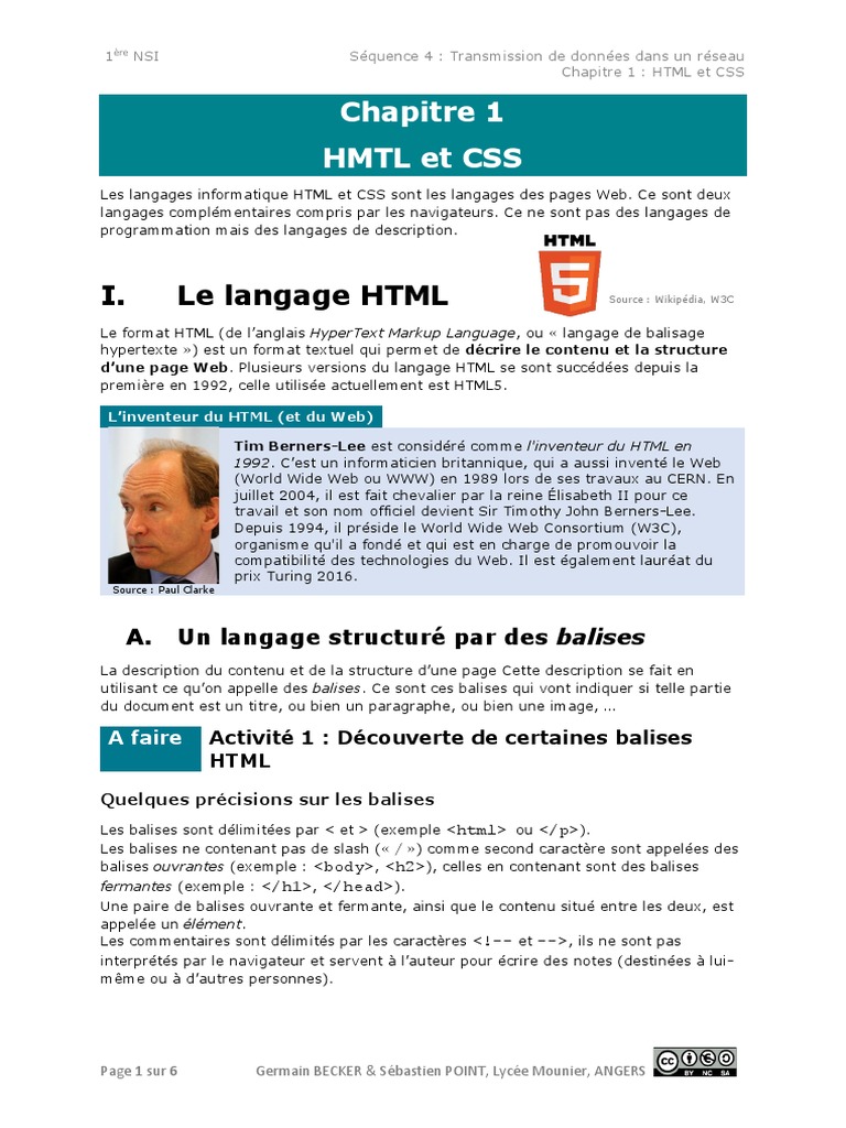 Introduction à HTML et CSS pour le Web | PDF | Langage de balisage | Html