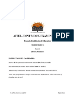 Aitel Joint Mock Examinations: 456/2 Mathematics Paper 2 July/Aug. 2020 2 Hours