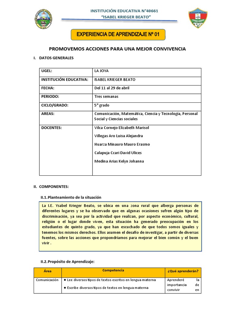 Mejora de la convivencia escolar 40661 | PDF | Evaluación | Aprendizaje