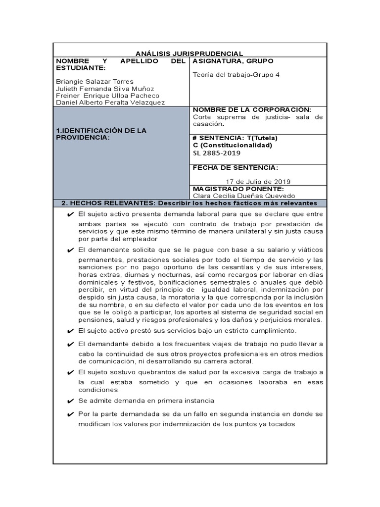 Analisis Sentencia SL 2885-2019 | Descargar gratis PDF | Daños y