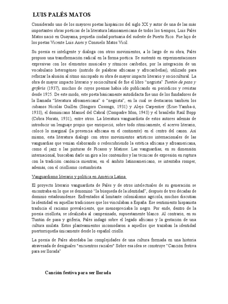 Luis Palés Matos | PDF | Poesía | Ritmo