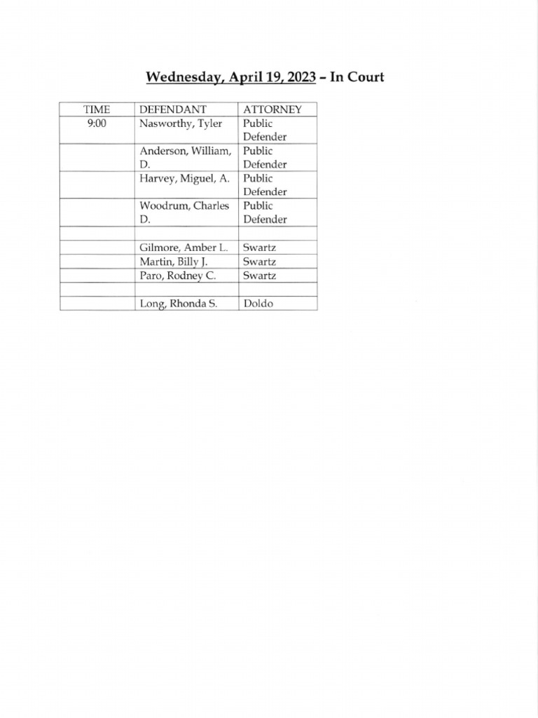 Jefferson County Court Calendar April 19, 2023 PDF
