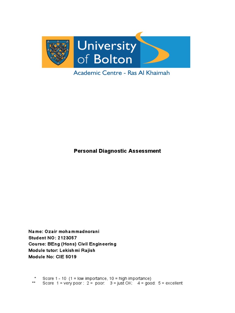 Personal Diagnostic Assessment 15 April | PDF | Behavior Modification ...