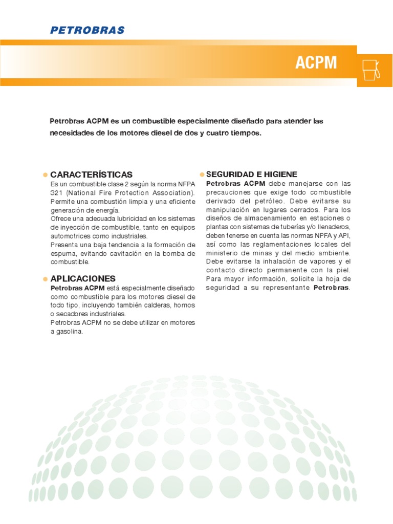 Características y Usos del ACPM | PDF | Combustibles | Motor diesel
