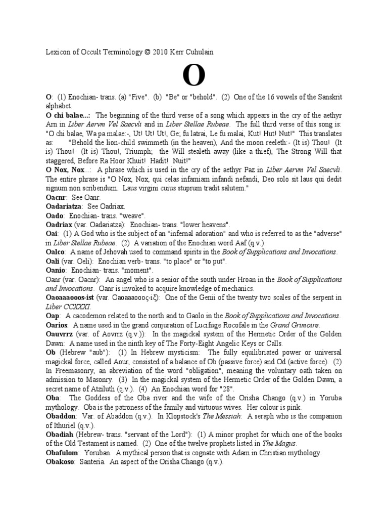 Glossary-O of Magic Terms | PDF | Odin