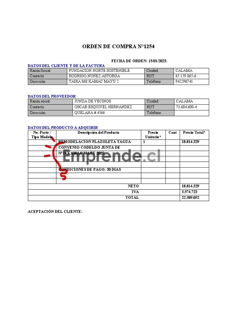 Formato Orden de Compra | PDF