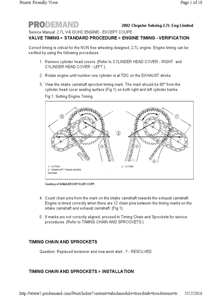 Chrysler 2.7L Engine Timing Guide | PDF | Systems Engineering | Vehicles