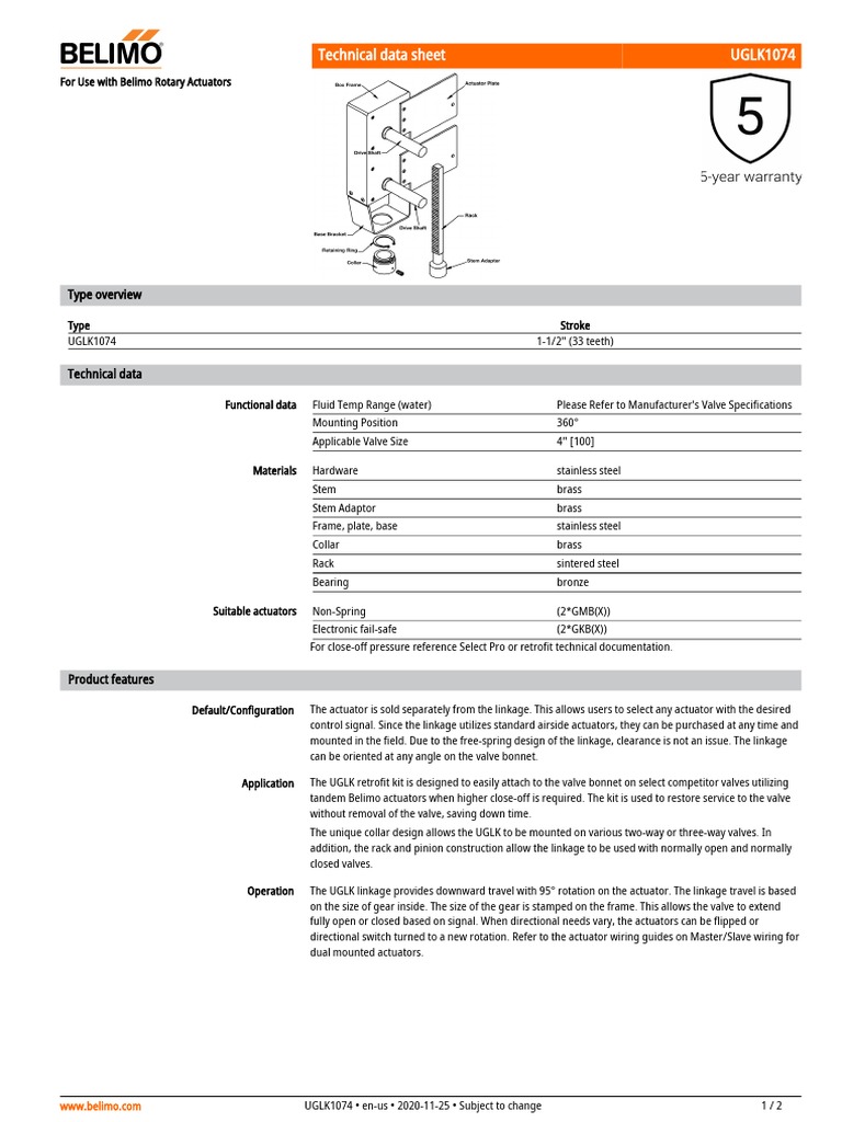 Retrofit Universal Gear Linkage Kit for Belimo Rotary Actuators