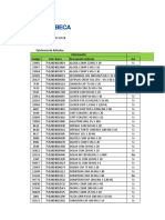 Existencia de Artículos Información Mafarta Código Cod. Barra Descripción Artículo Act