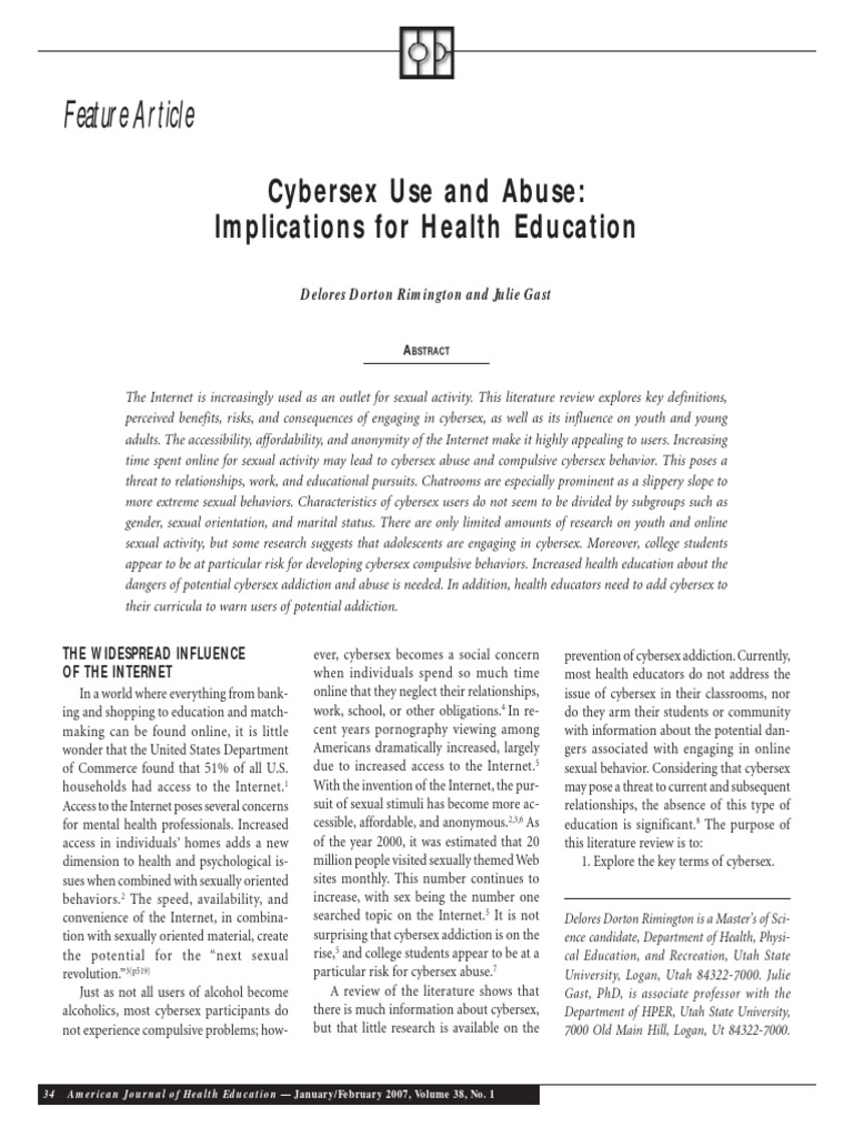 Feature Article: Cybersex Use and Abuse: Implications For Health
