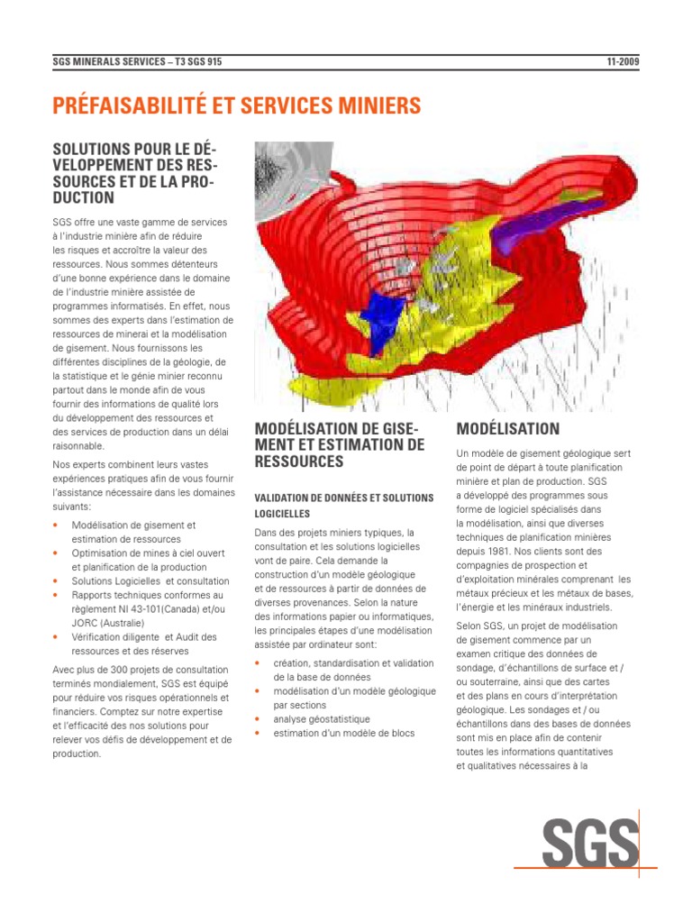 SGS MIN Prefeasibility and Mining Services Flyer FR 11 | PDF ...
