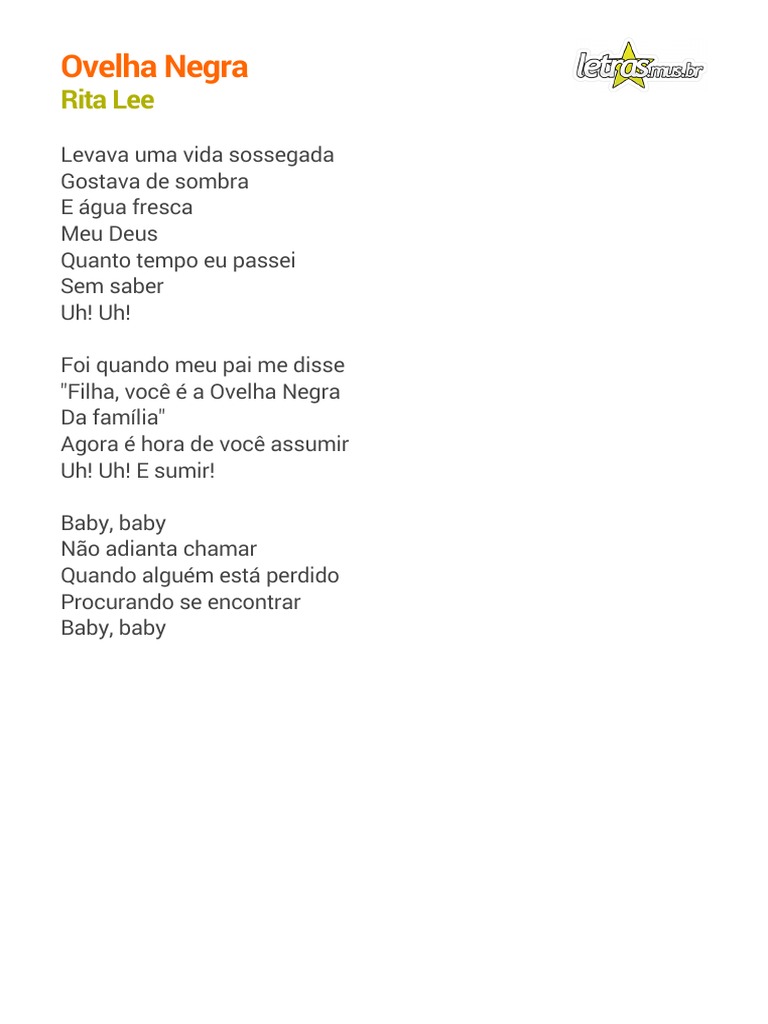 Letra da Música Ovelha Negra | PDF