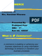 Commerce: Presented To Mrs. Harsimer Khurana