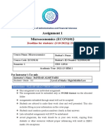 Assignment 1 Microeconomics (ECON101: Deadline For Students: (3/10/2022@ 23:59)