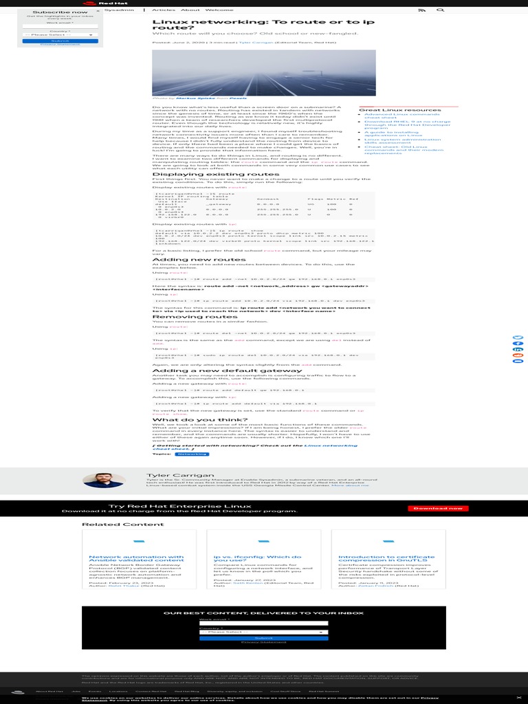 Linux networking to route or to ip route enable sysadmin pdf