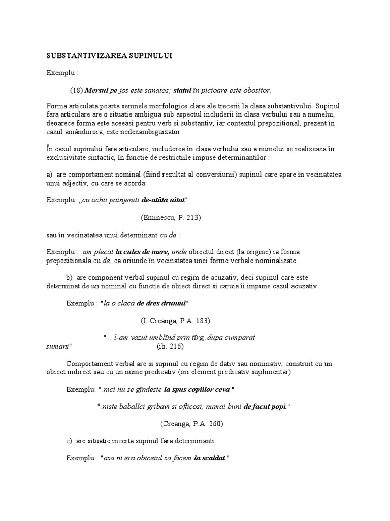 Substantivizarea Supinului | PDF