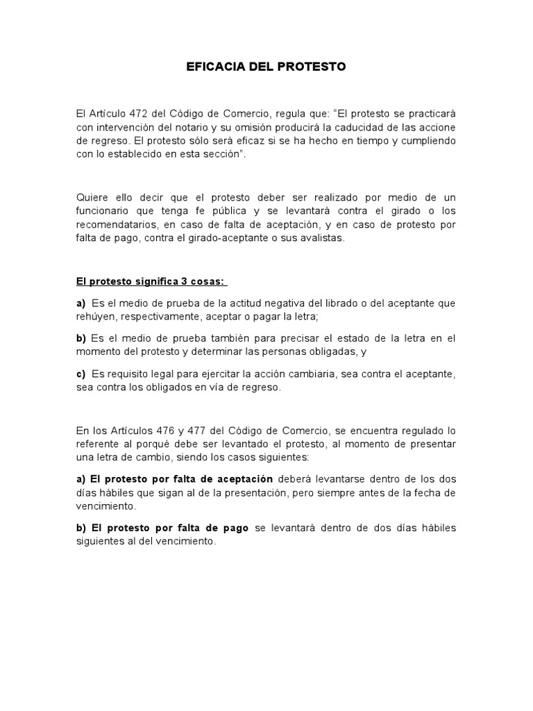 Eficacia y Requisitos del Protesto Legal | PDF