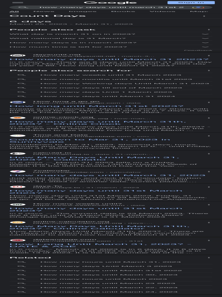 How Many Days Until March 31st 2023 - Google Search | PDF