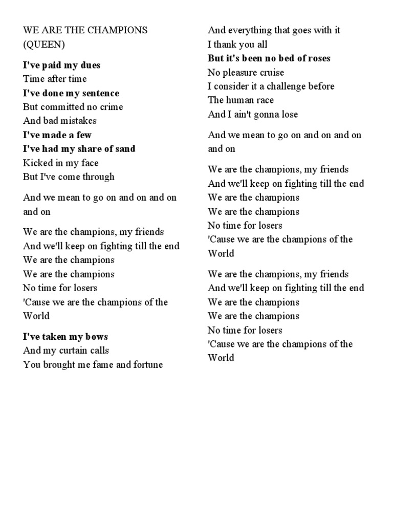 We Are The Champions Pdf