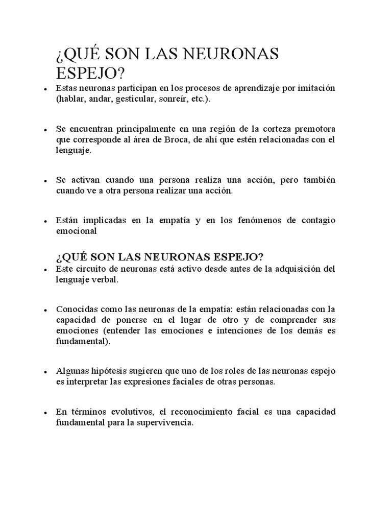 Neuronas Espejo y Reconocimiento Facial | PDF | Las emociones | Empatía