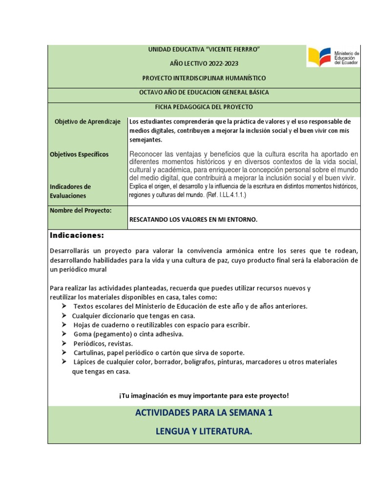 Proyecto Interdisciplinar Pdf