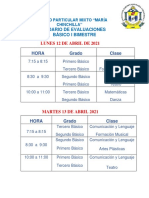 Horario de Evaluaciones Primer Bimestre