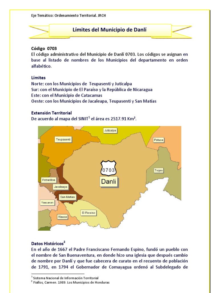Mapa Político del Municipio de Danlí | PDF