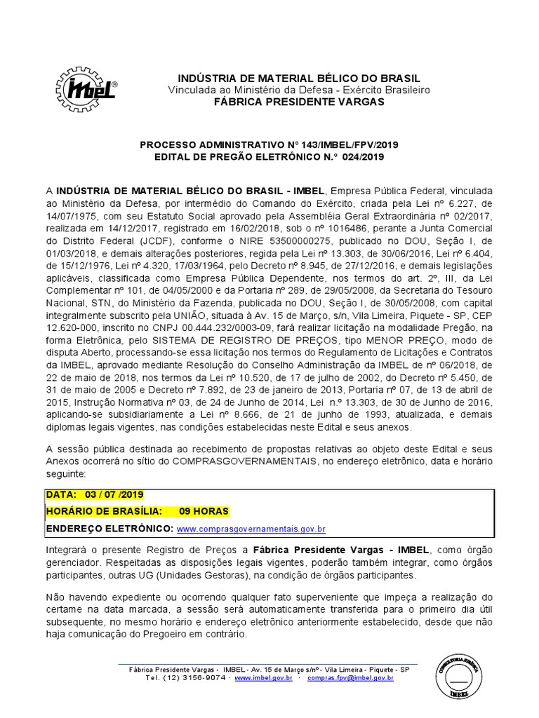 Indústria de Material Bélico Do Brasil Vinculada Ao Ministério Da ...