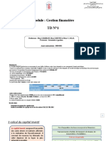 Module: Gestion Financière TD N°1: Parcours: Economie Et Gestion