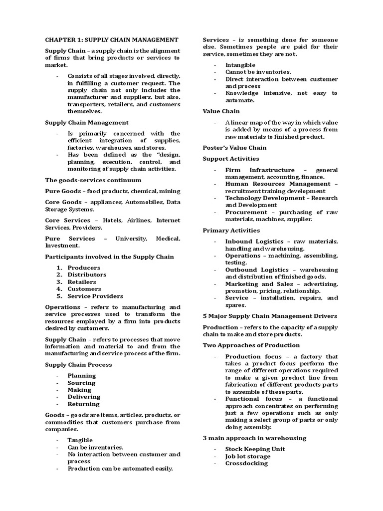 SupplyChainReviewerMidterm PDF Supply Chain Warehouse