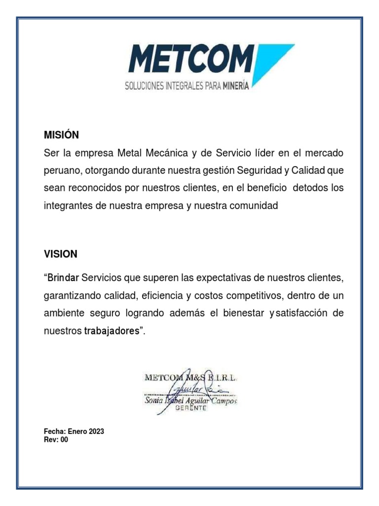 Politicas Metcom 2023 | PDF | Calidad (comercial) | Seguridad y salud ...