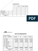 Daily Sale Breakdown: Description Amount NET Service Tax (PHR) Remark ACC NO