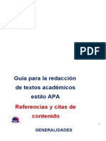 Guía para La Redacción de Textos Académicos Estilo APA: Referencias y Citas de Contenido