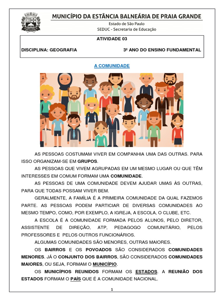 3º Ano - Atividade 3 Geografia | PDF