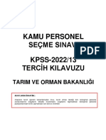 Kamu Personel Seçme Sinavi KPSS-2022/13 Tercih Kilavuzu: Tarim Ve Orman Bakanliği