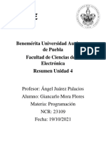 Benemérita Universidad Autónoma de Puebla Facultad de Ciencias de La Electrónica Resumen Unidad 4
