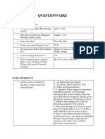 Nursing Credentials Questionnaire