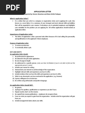 APPLICATION LETTER