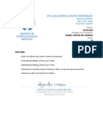 DR: Alejandro Carapia Rodríguez: Médico General CED. PROF. 58496 TELÉFONO: 5596356