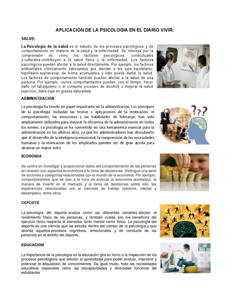 Aplicaciones de la Psicología en la Vida Diaria | PDF | Sicología ...