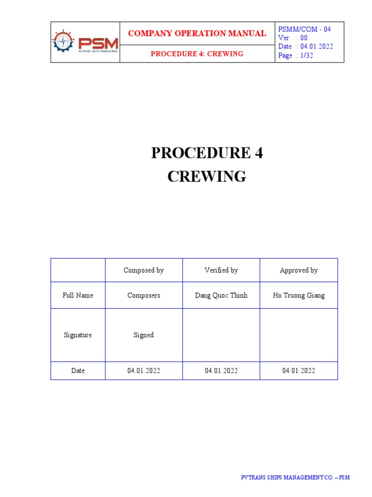 Crewing Procedures Overview and Management | PDF
