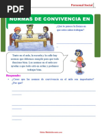 Normas de Convivencia para Primer Grado | PDF