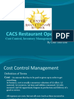 CACS Restaurant Operation: Cost Control, Inventory Management and Fraud