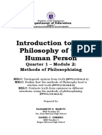 Introduction To The Philosophy of The Human Person: Quarter 1 - Module 2: Methods of Philosophizing